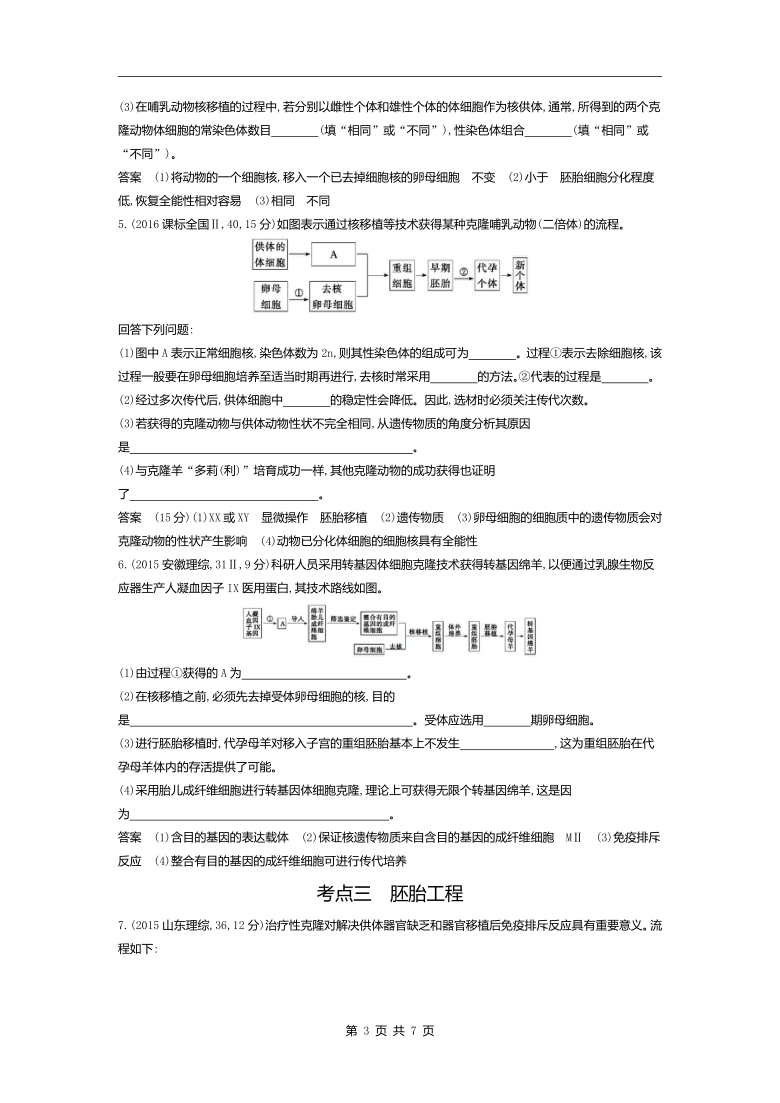 生物高考真题专项汇编：专题24细胞工程与胚胎工程(含答案）