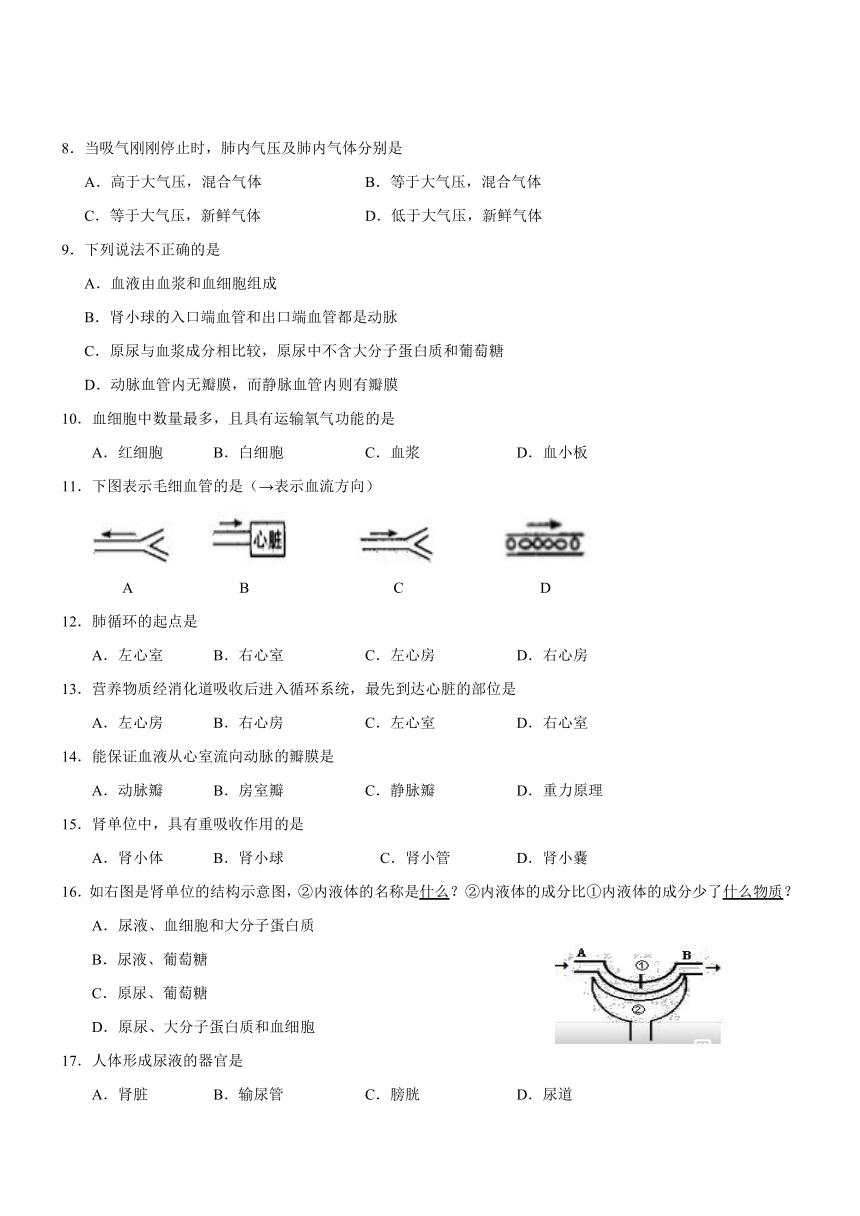 四川省广安市岳池2016-2017学年七年级下册期末考试生物试题