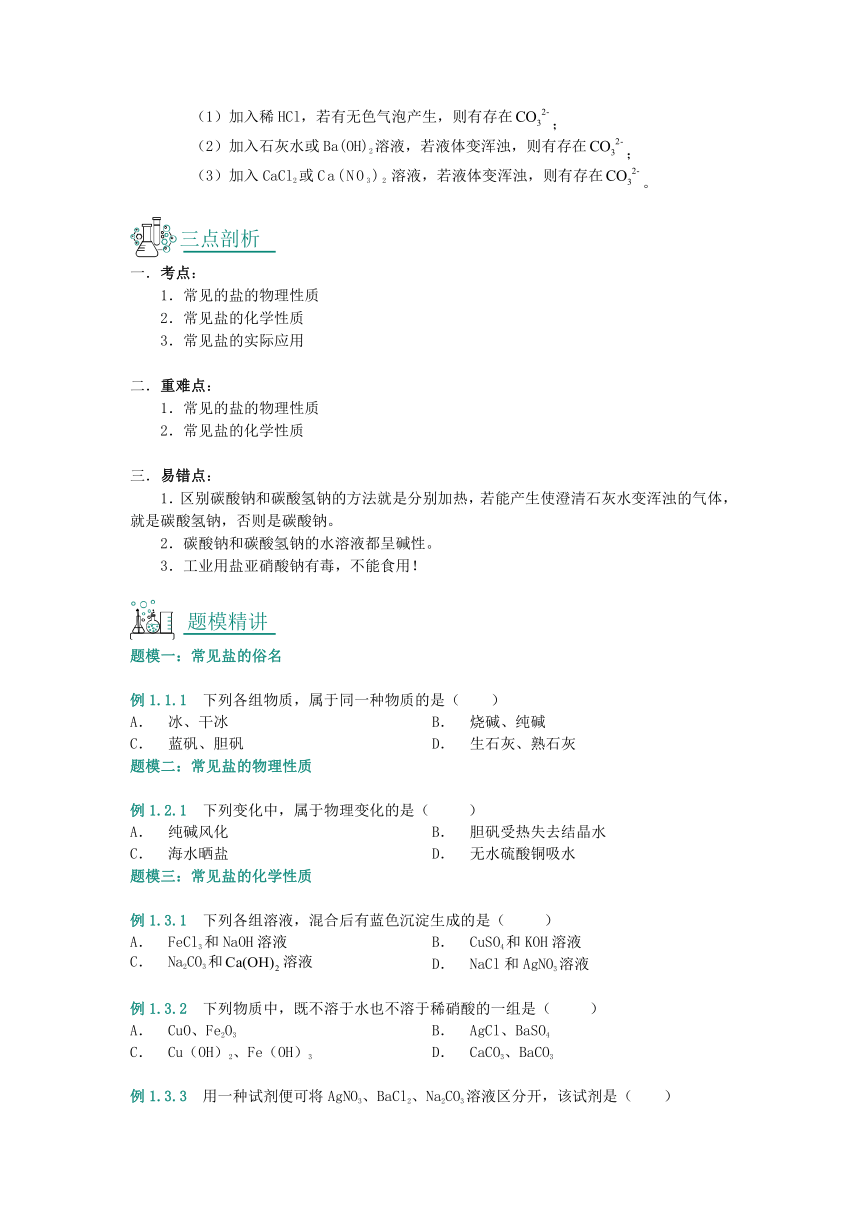 2018年中考化学复习资料第10讲盐的性质（含解析）