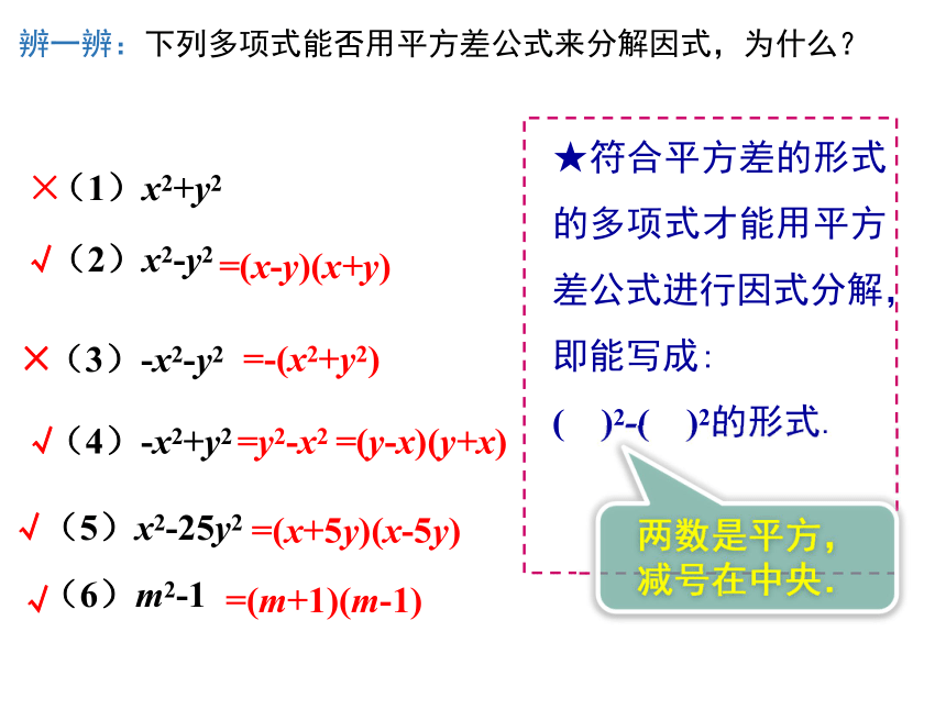 人教版数学八年级上册14.3.2 第1课时 运用平方差公式因式分解课件（17张）
