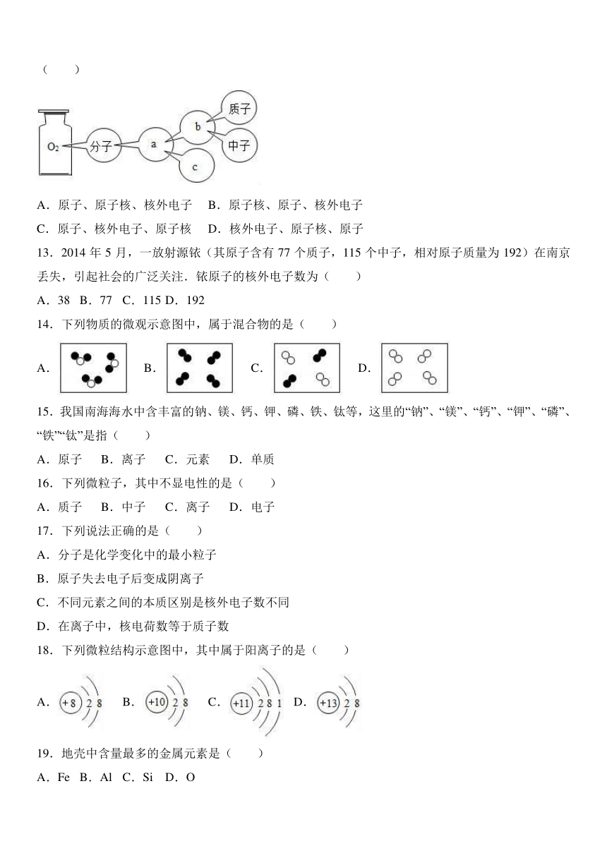 湖南省衡阳市逸夫中学2016-2017学年九年级（上）期中化学试卷（解析版）