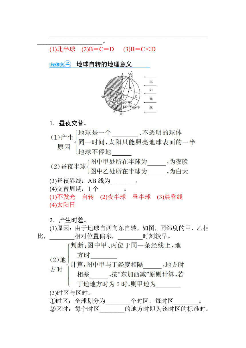 【金版学案】2015届高考地理基础知识总复习精细化讲义（基础自主梳理+随堂巩固落实）：学案3　地球的运动——自转（含解析）