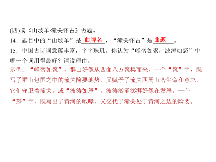 人教版八年级语文下册随堂训练课件：第5单元 25 诗词曲五首 (共21张PPT)