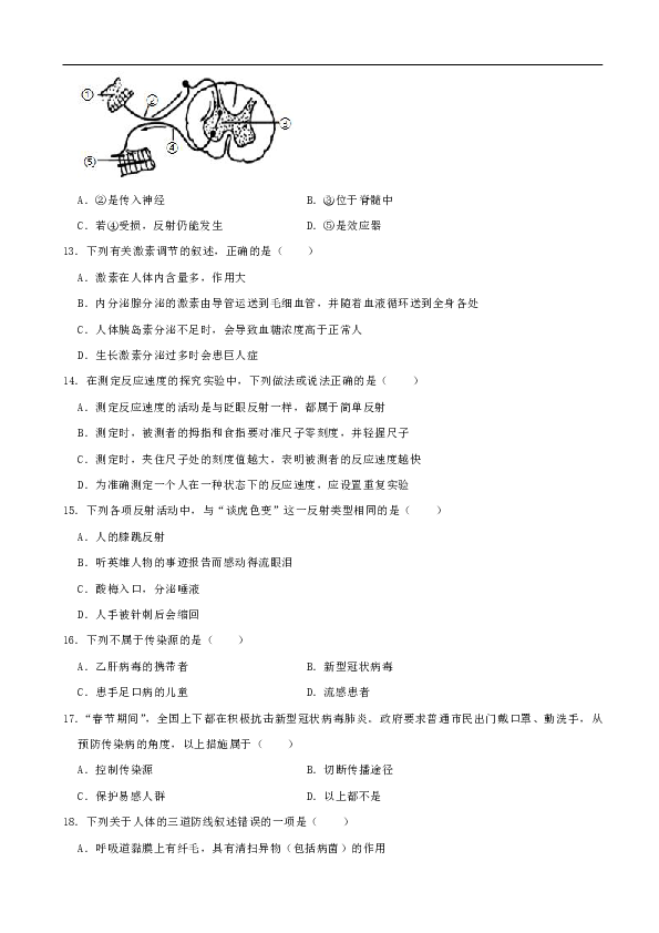 山东省威海市文登区（五四学制）2019-2020学年下学期七年级期末考试生物试题（word版含解析）