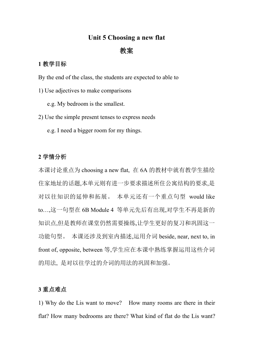 Unit 5 Choosing a new flat 教案