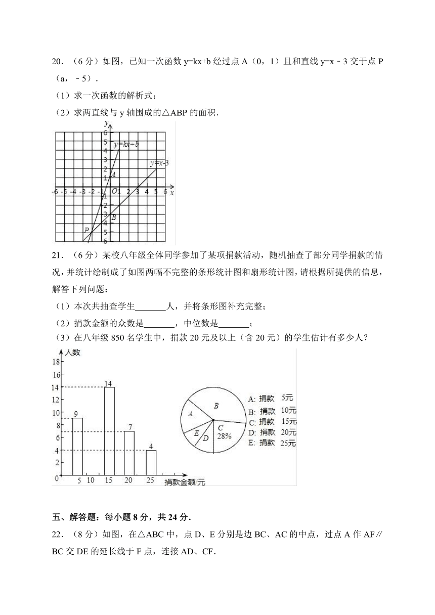 广东省韶关市2016-2017学年八年级下学期期末考试数学试题（解析版）