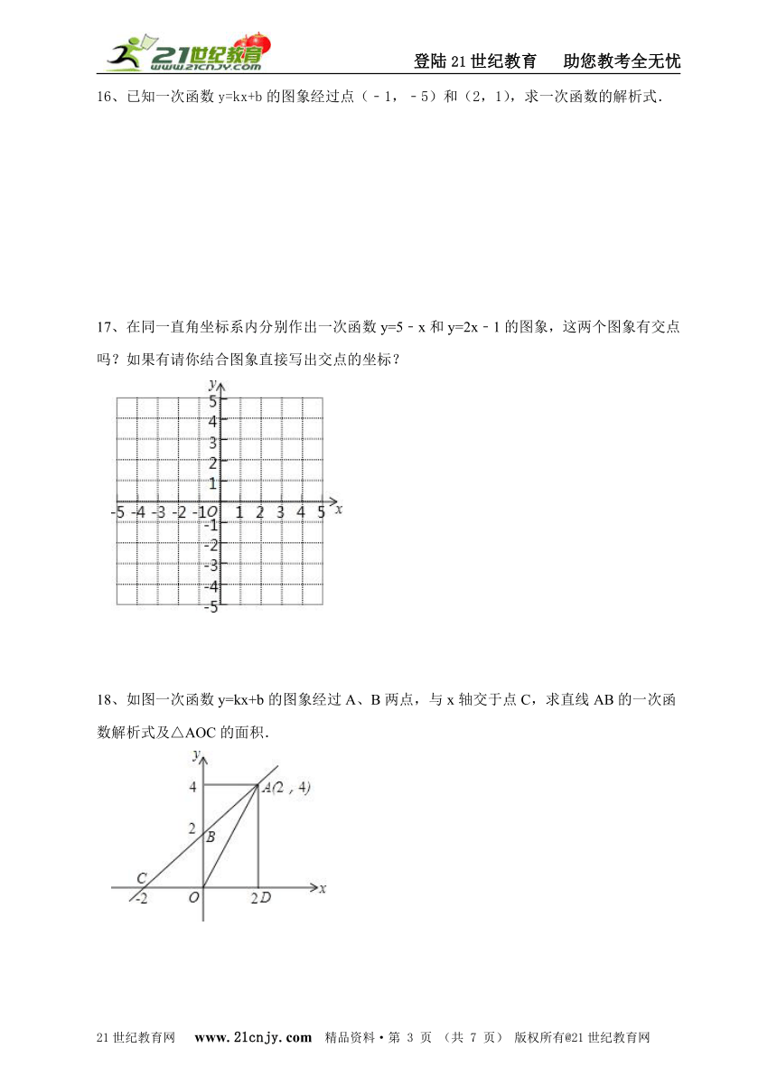 12.2一次函数同步练习（解析版）