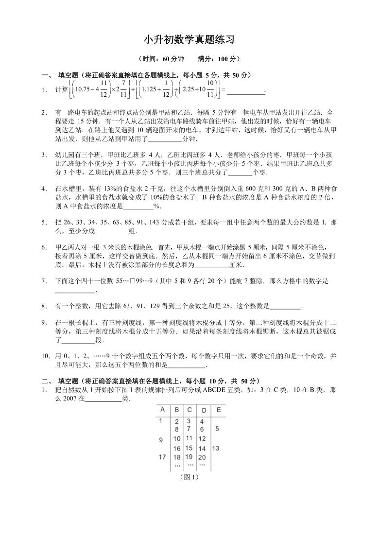 人教版六年级下册数学试题 小升初复习真题练习卷（7）（无答案）