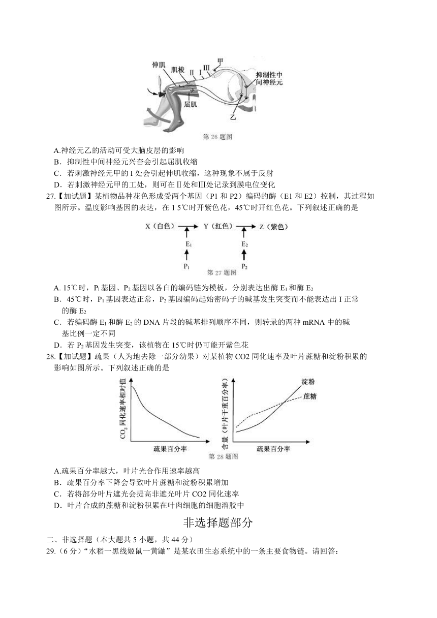 2015年9月浙江省普通高校招生选考科目考试生物试题（word）