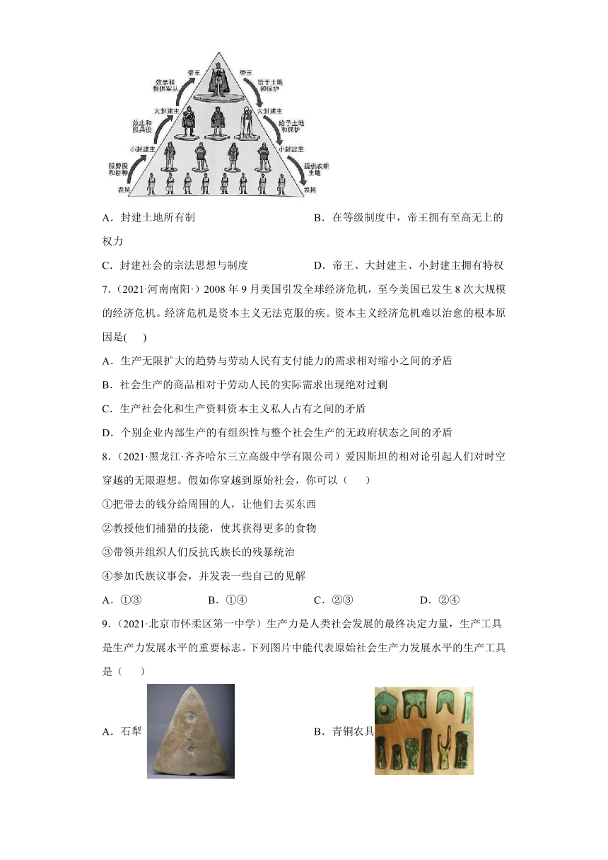 1.1原始社会的解体和阶级社会的演进  限时练-2021-2022学年高中政治统编版必修一中国特色社会主义（解析版）