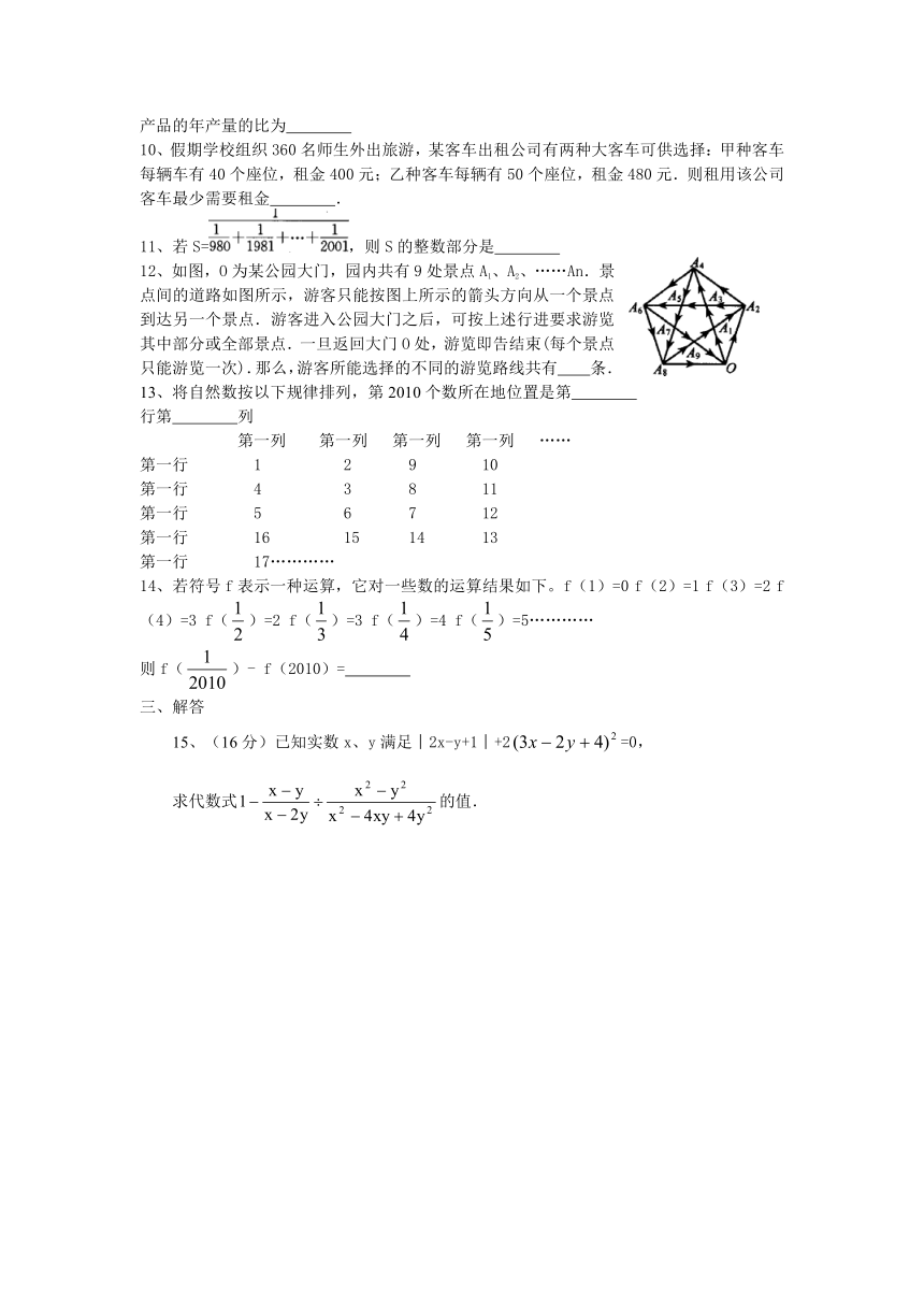 青岛版八年级上数学竞赛试题（无答案）
