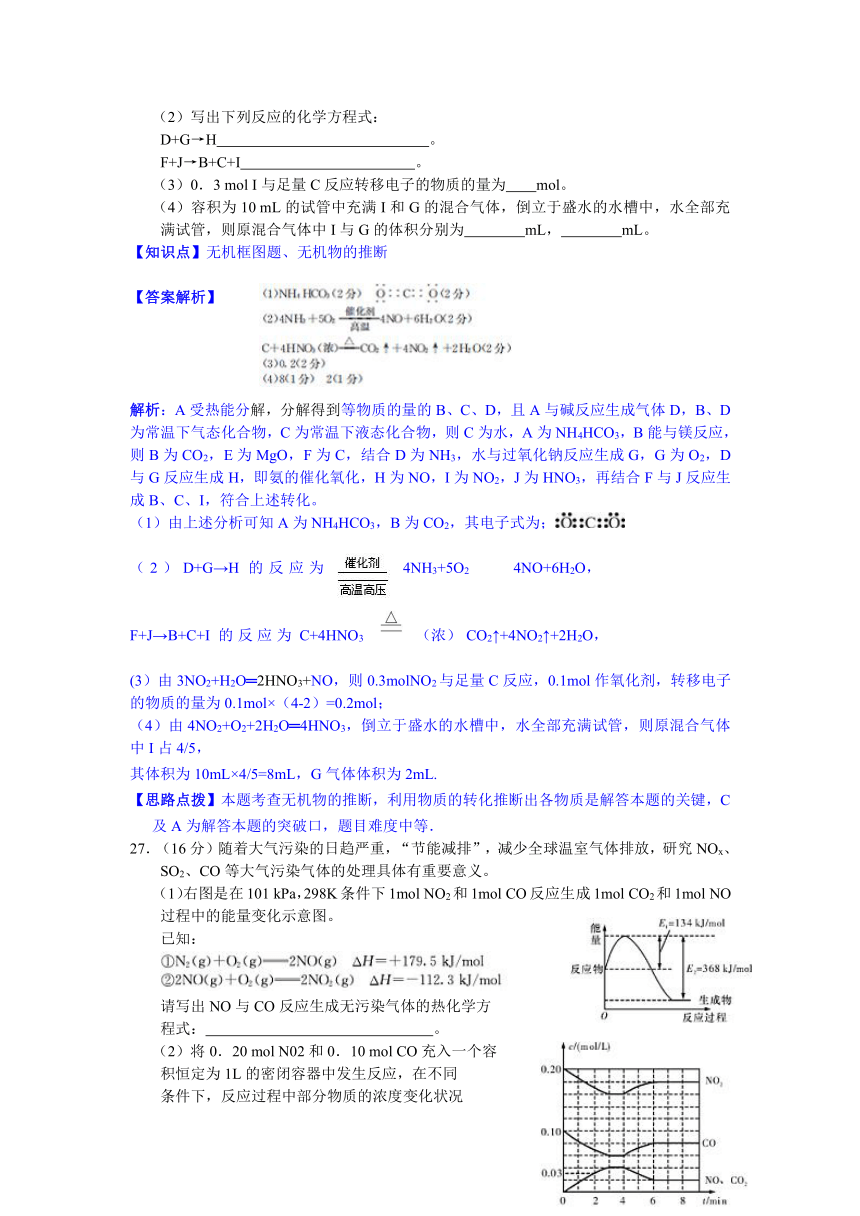 湖南省十三校2014届高三第二次联考化学试题(解析版)