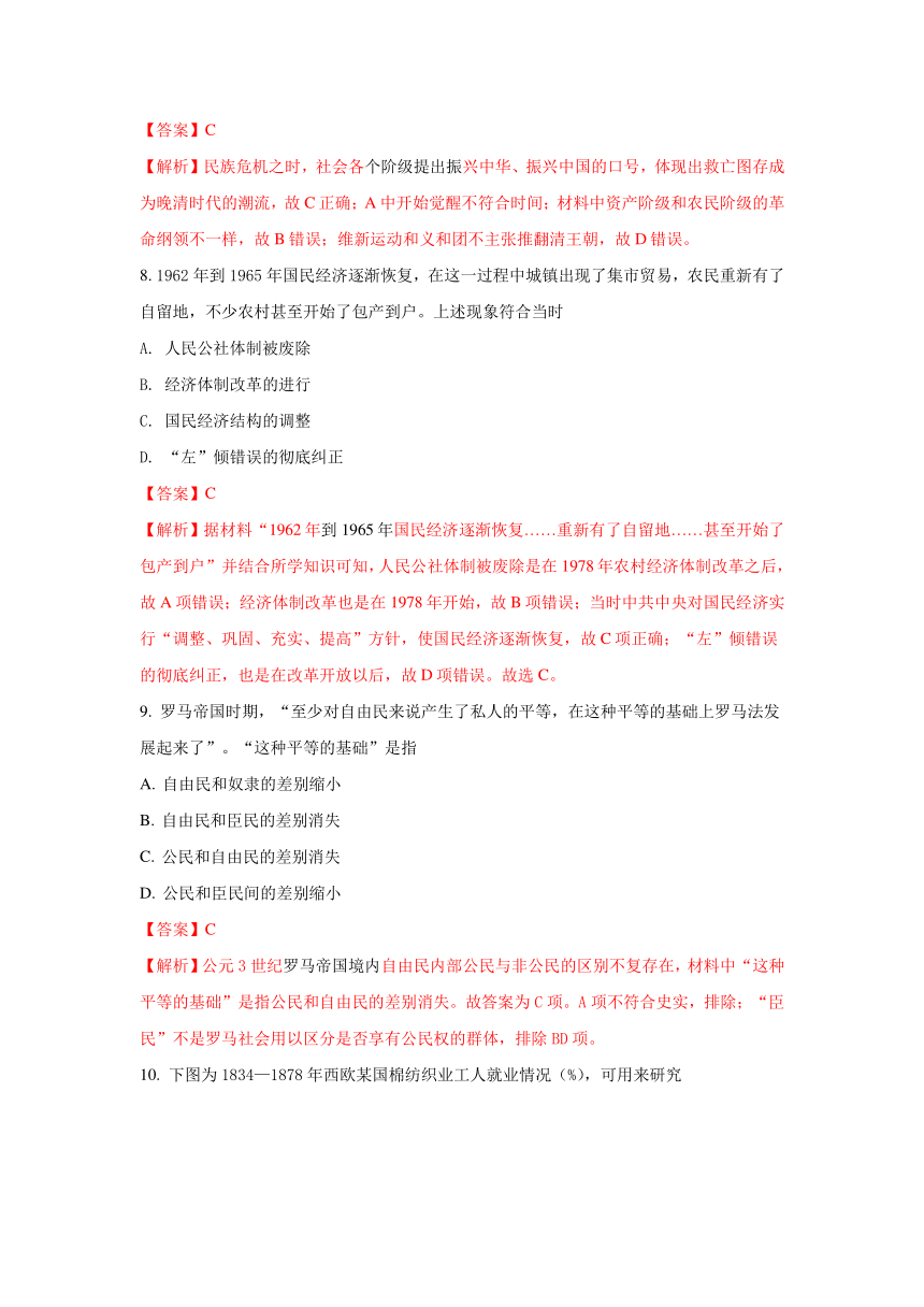 【精解析】山东省淄博市桓台第一中学2018届高三上学期阶段性测试（五）文综历史试题