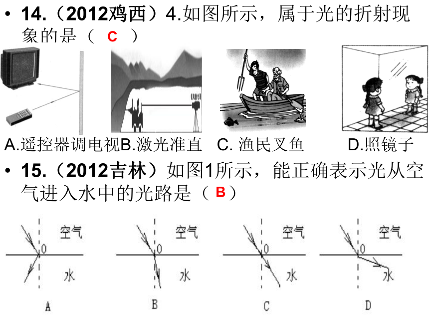 2012科学中考试题汇编——光的折射