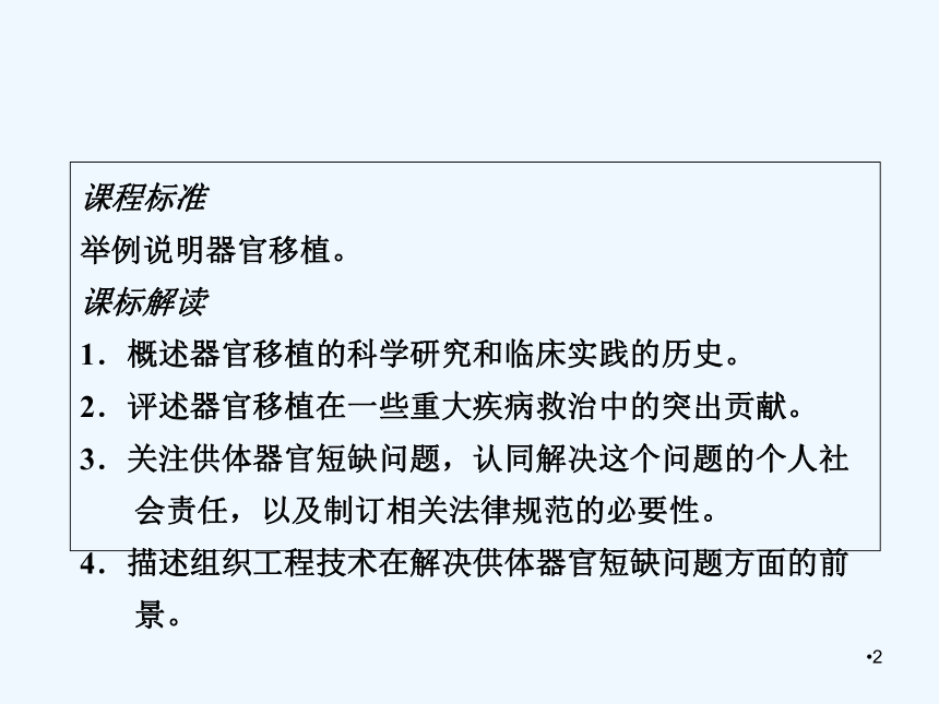 人教版生物选修2 1.3人体的器官移植 课件（33张）