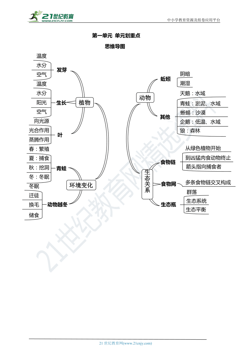 第1单元生物与环境知识要点含思维导图