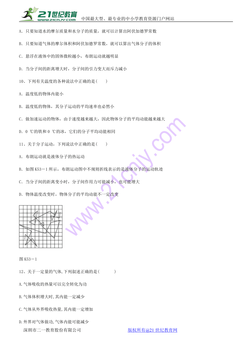 人教版九年级物理全一册第十三章第一节 13.1 分子热运动 专题测试（有答案）