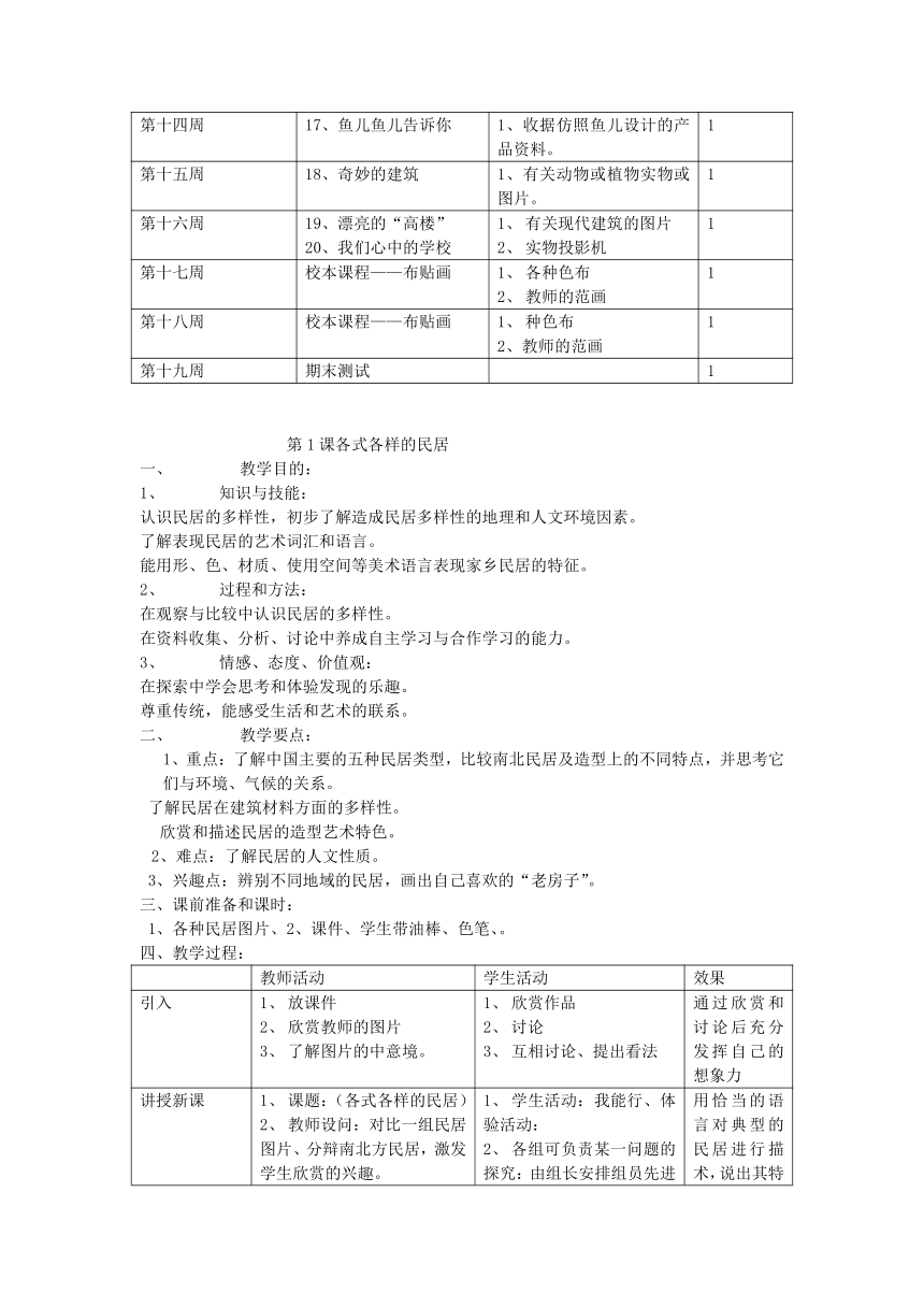 小学美术岭南版三年级上册全册 教案