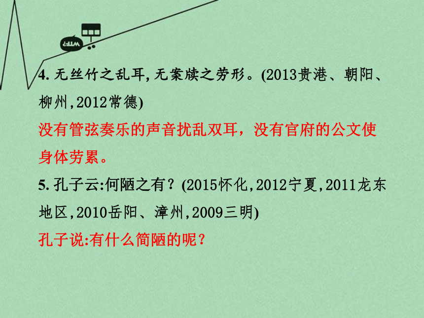 【中考试题研究】 2016年中考语文 第二部分 古诗文积累与阅读 专题二 文言文阅读 第13篇《陋室铭》课件