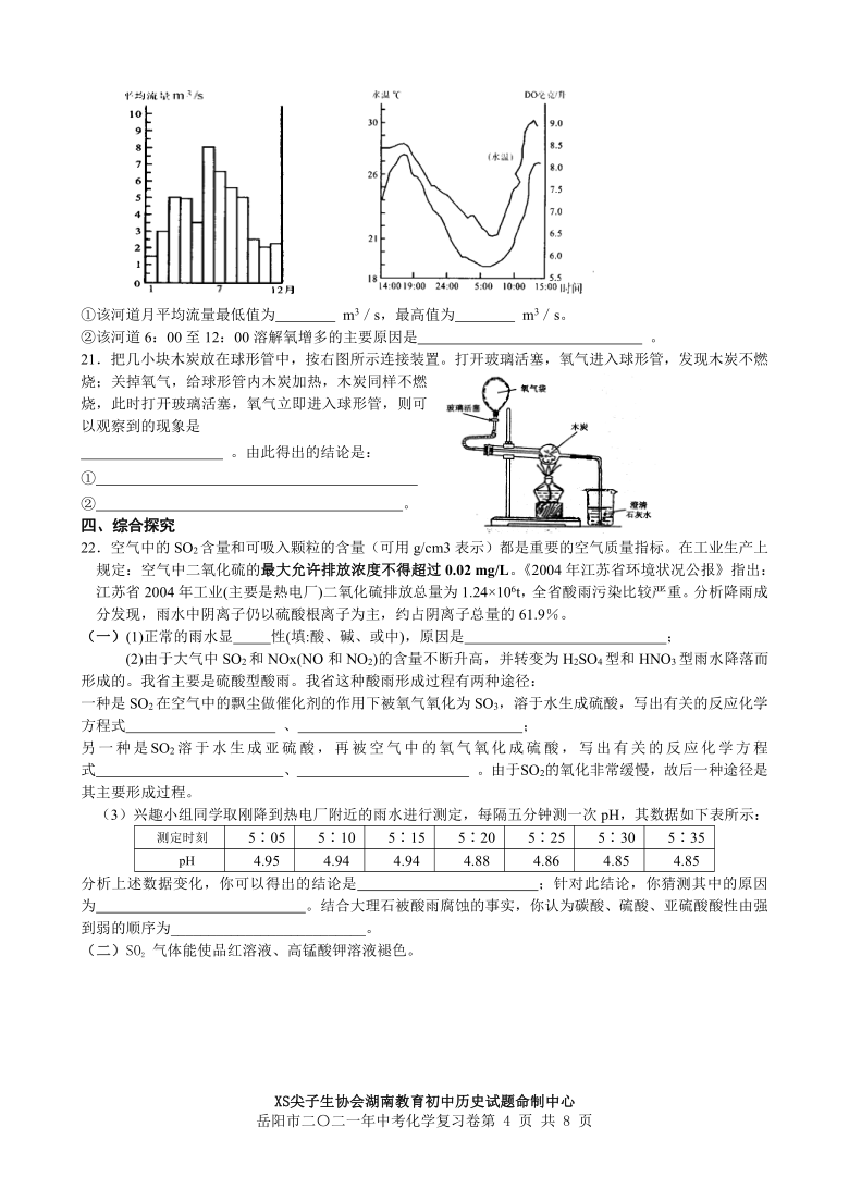 湖南省岳阳市2021年中考化学培优卷（word版有答案）