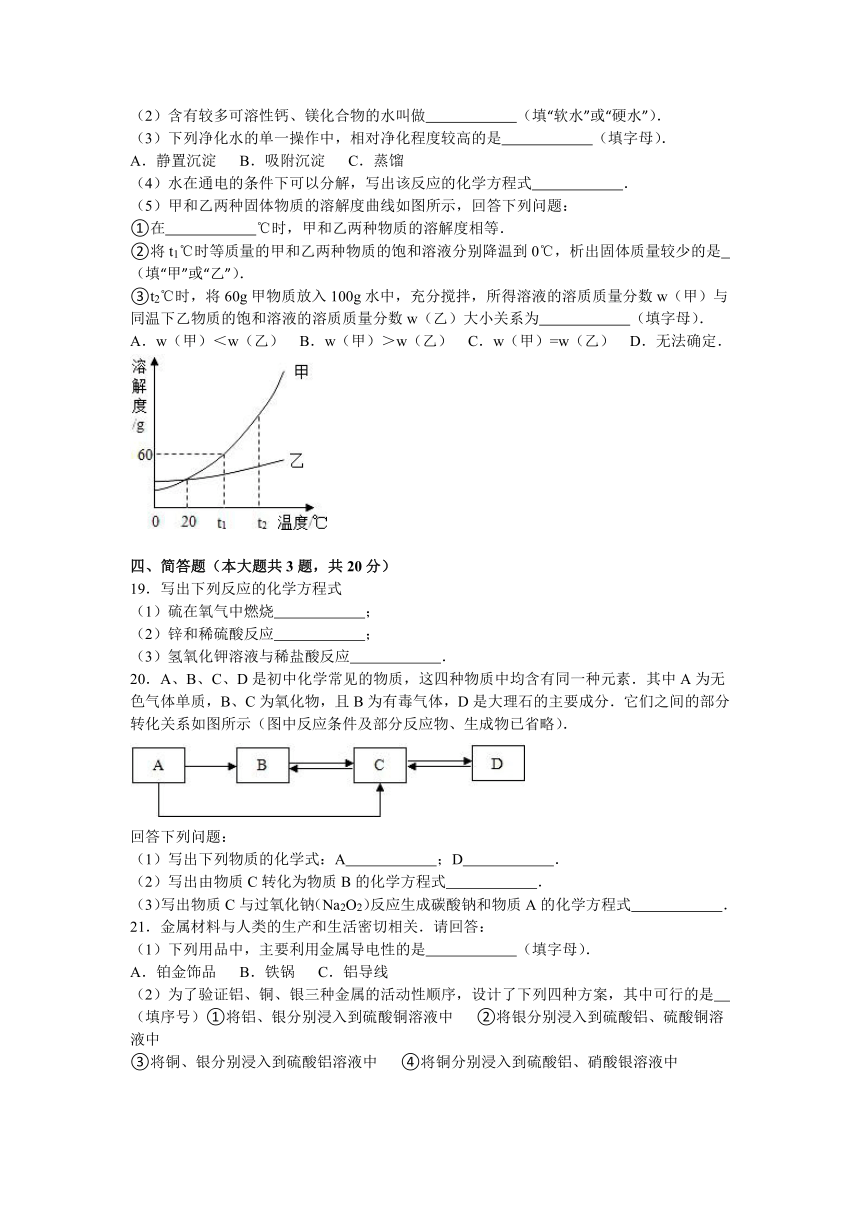 2015-2016学年天津市津南区东片学区九年级（下）期中化学试卷（解析版）