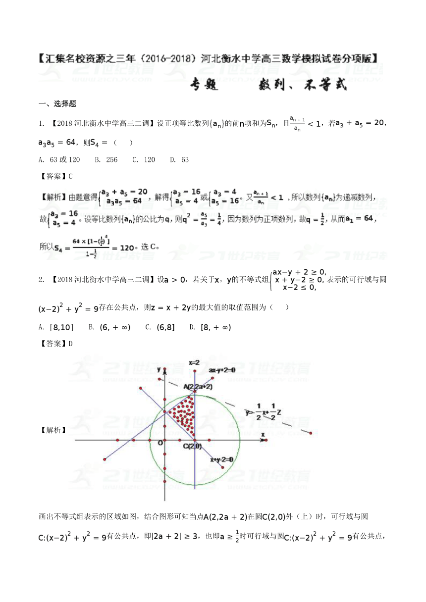 汇集资源之三年（2016-2018）河北衡水中学高三数学模拟试卷分项版专题06数列、不等式