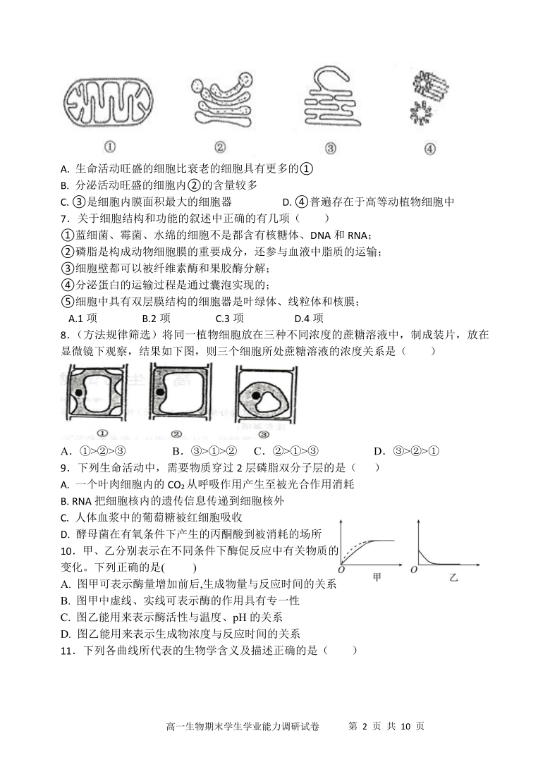 天津市静海区第一中学2020-2021学年高一上学期期末考试生物试题  含答案