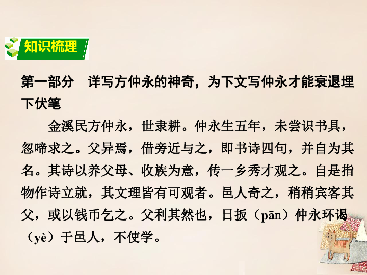 第二部分 古诗文阅读专题一 文言文阅读二,伤仲永第一部分 详写方