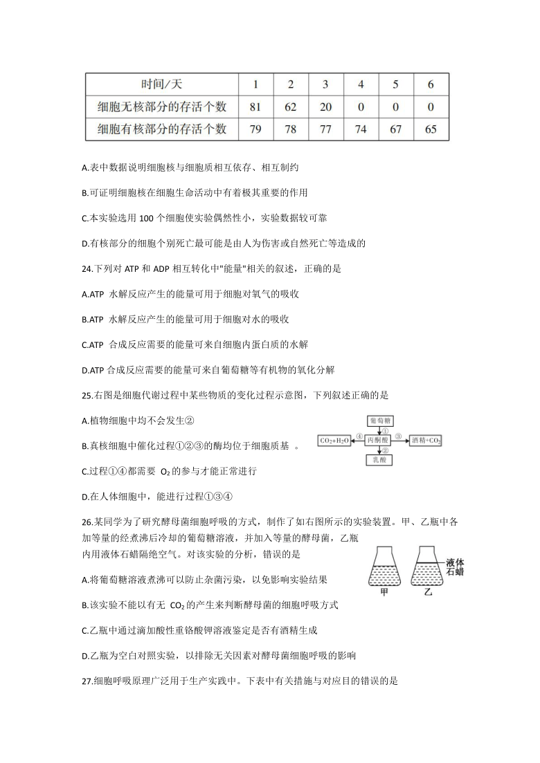 福建省漳州市2020-2021学年高一上学期期末考试生物试题   （ 有答案）