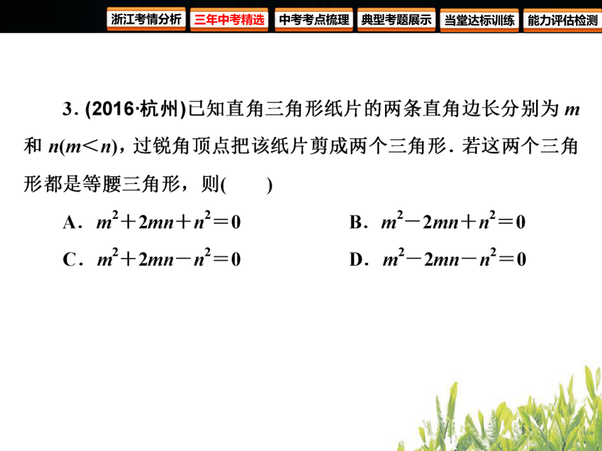 2018年浙江中考数学复习图形的认识与三角形第14课时 三角形（105张PPT）