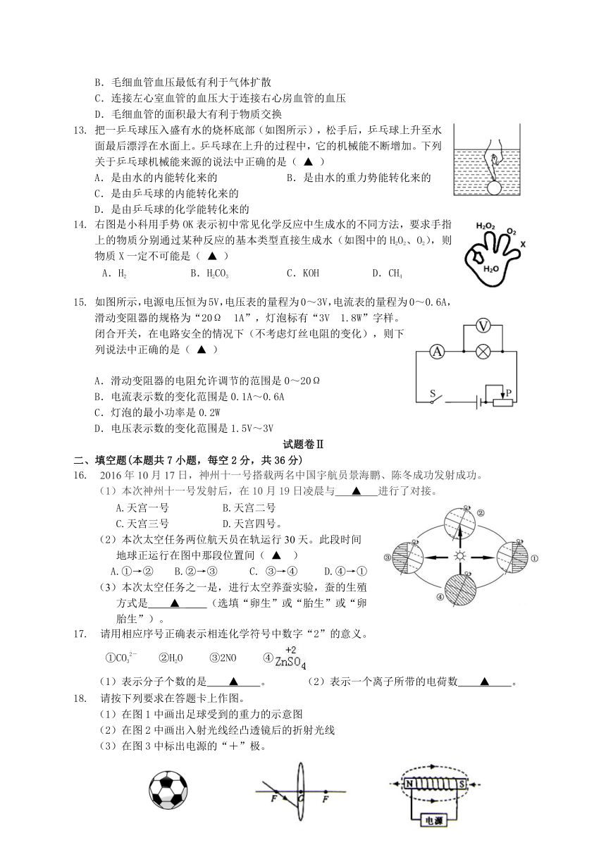 2017年宁波市中考科学模拟试题卷