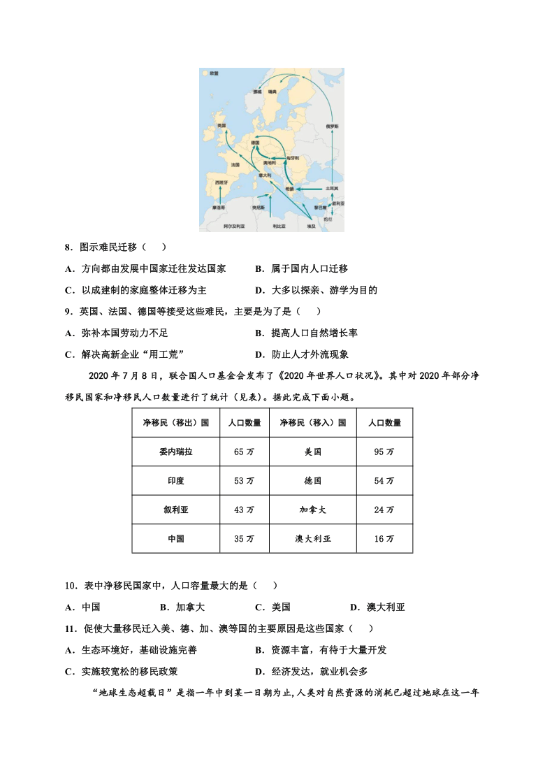 黑龙江省大庆市铁人高中2020-2021学年高一下学期4月第一次月考地理试题 Word版含答案