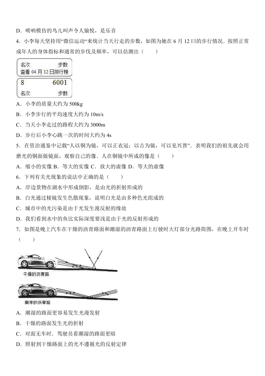 山东省临沂市罗庄区2016-2017学年八年级（上）期末物理试卷（解析版）