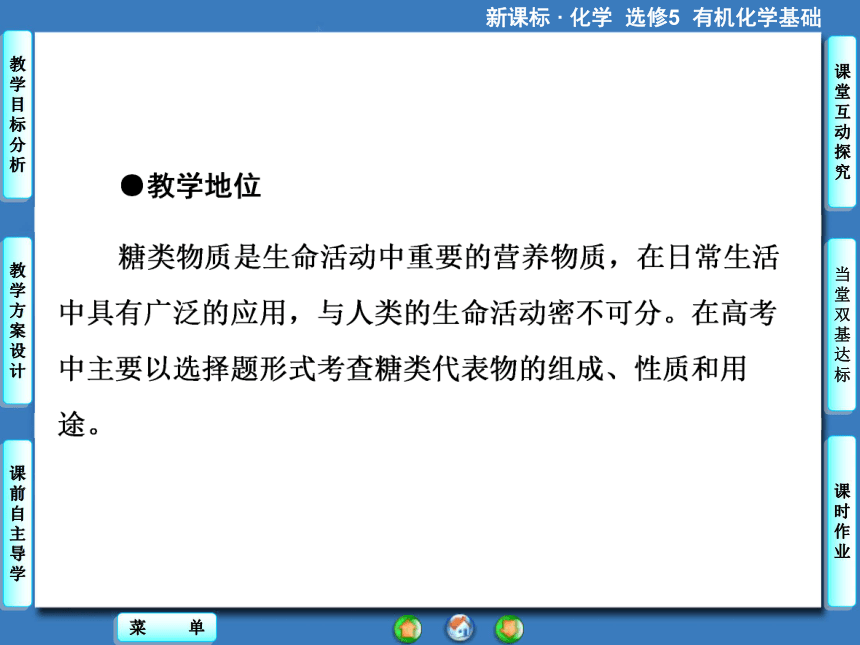 【课堂新坐标】（教师用书独具）2014年高中化学选修五课件【教学目标分析+教学方案设计+课前自主导学】4-2 糖类（58张ppt）