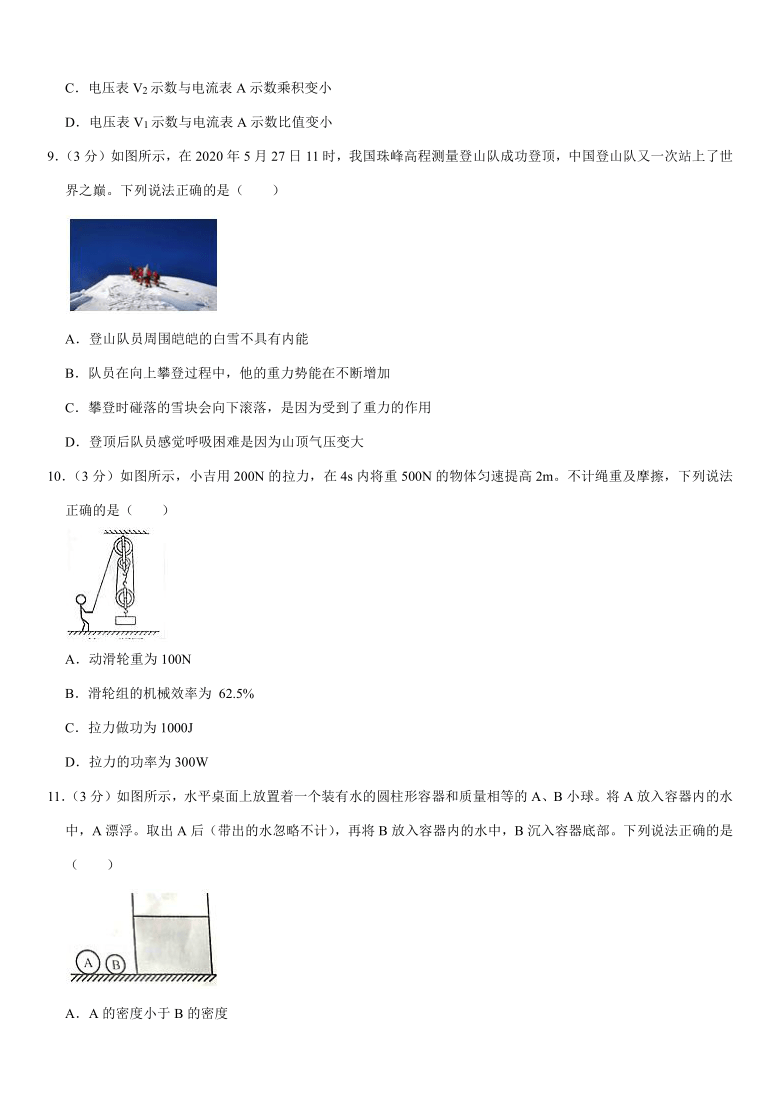 2020年辽宁省葫芦岛中考物理试卷（word版 有解析）