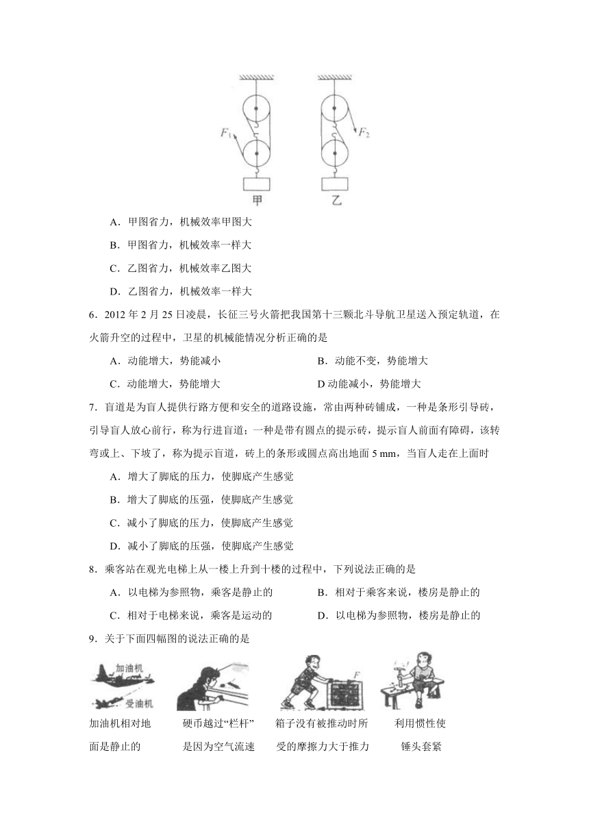 2015年山东省滕州市南沙河中学九年级学业水平模拟考试（有答案）