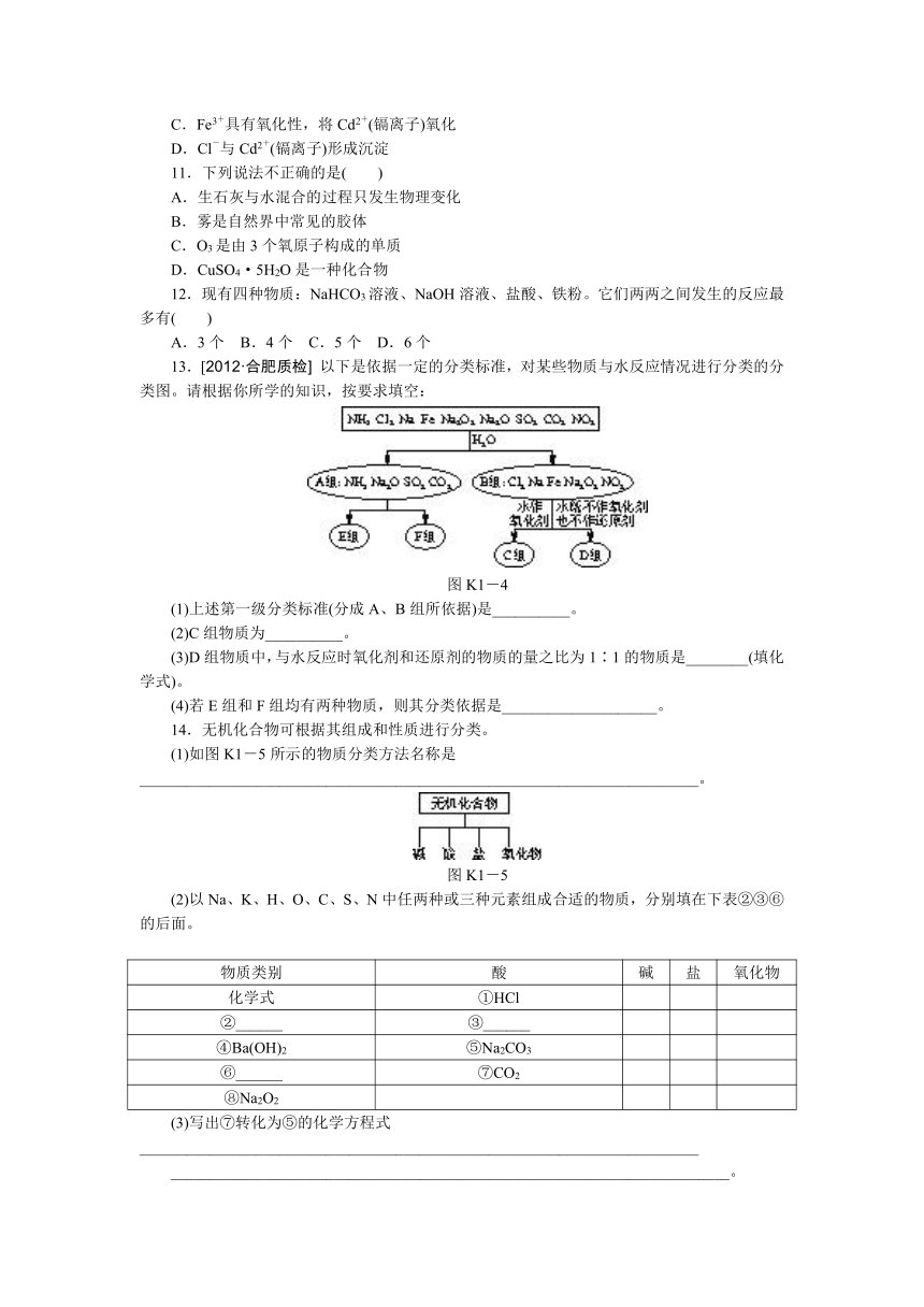 【江苏专用】2014年高考化学一轮复习方案：第一单元　物质的组成与分类（含解析）