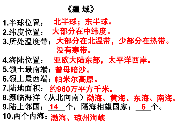 人教版八年级地理上册  第一章 疆域 、人口、民族综合课件（19张PPT）