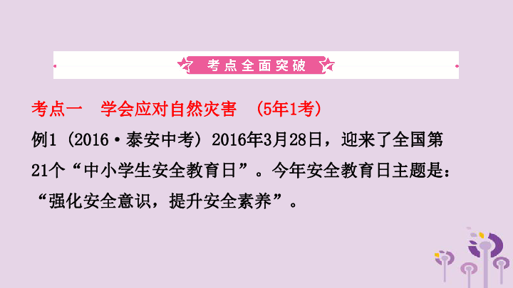 山东省2019年中考道德与法治总复习安全教育专题课件（26张 PPT）