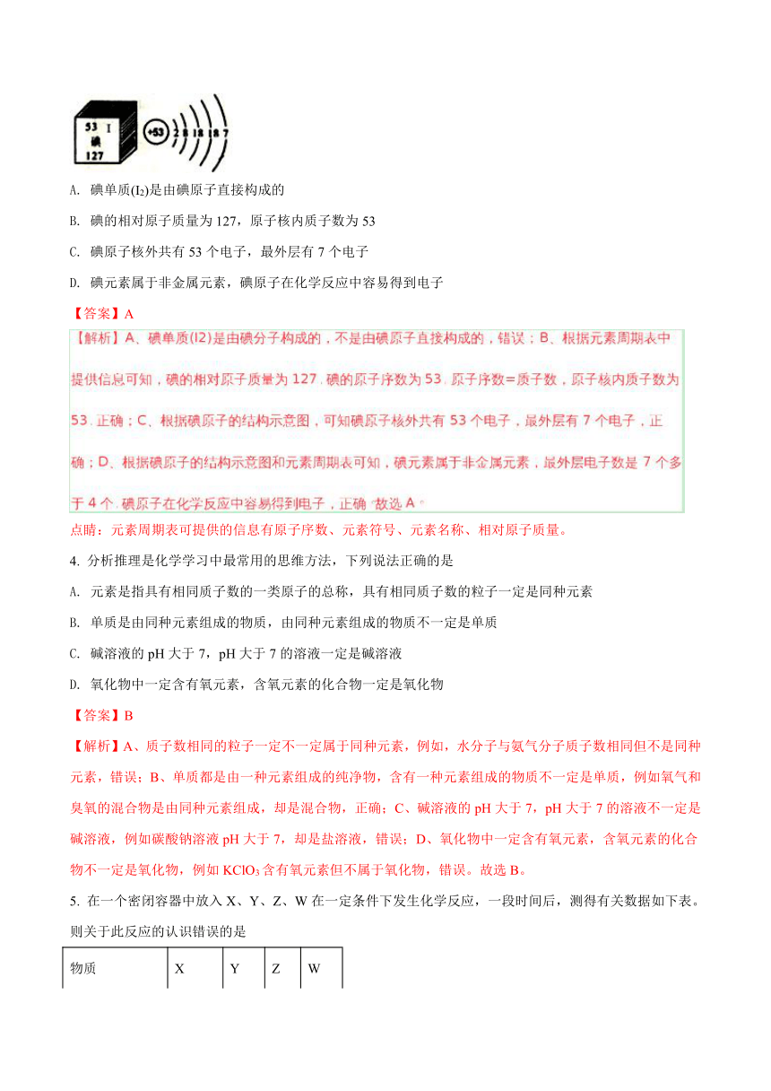 湖北省随州市2018年中考化学试题（解析版）