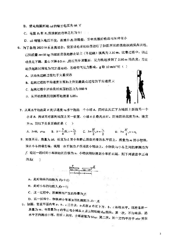 2018-2019学年湖南省衡阳县高二下学期六科联赛物理试题（扫描版含答案）