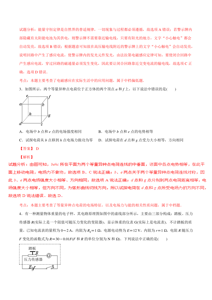 2017年高考物理原创押题预测卷：01（江苏卷）（pdf解析版）