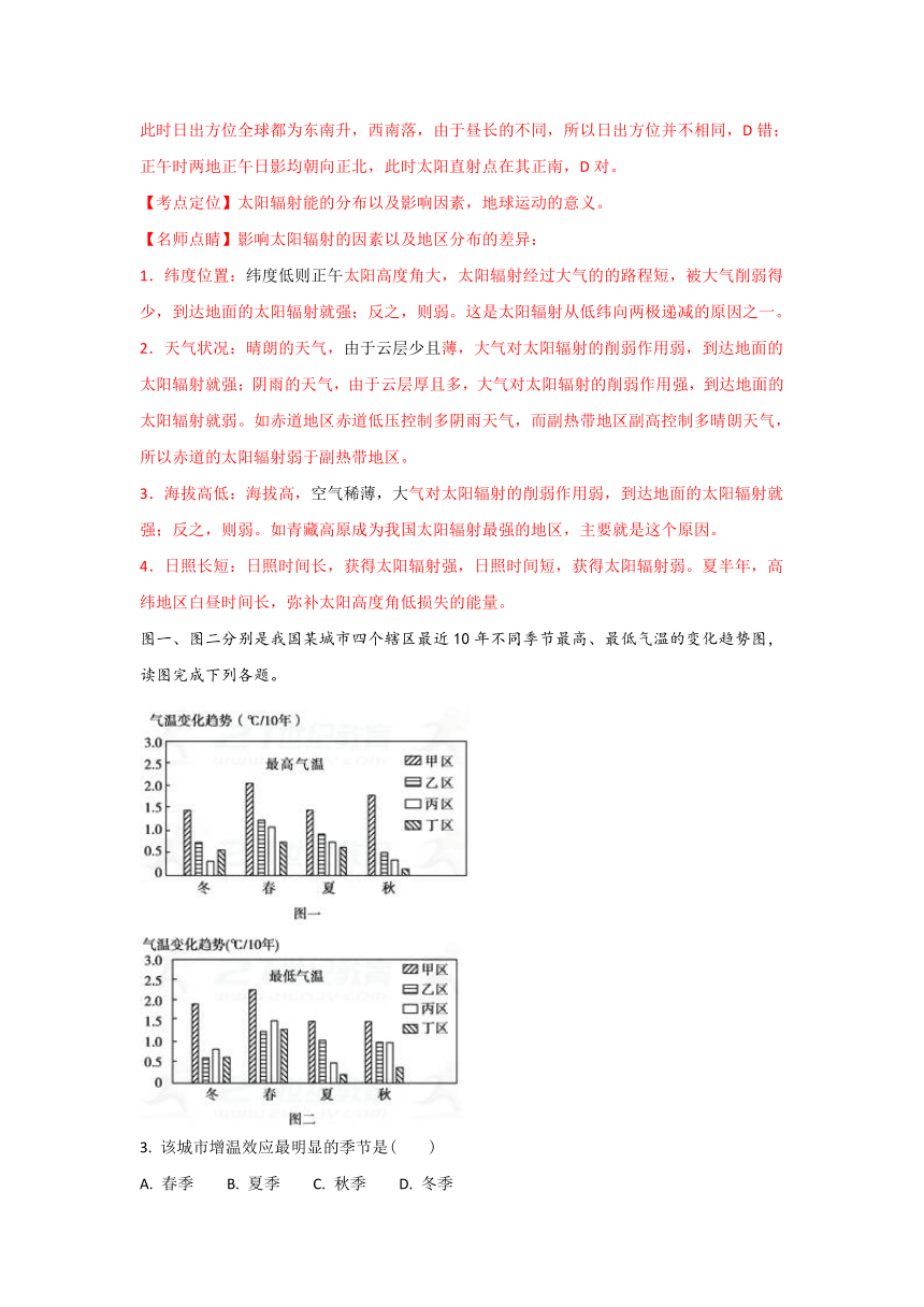 新疆哈密地区第二中学2018届高三上学期第一次月考地理试题    解析卷