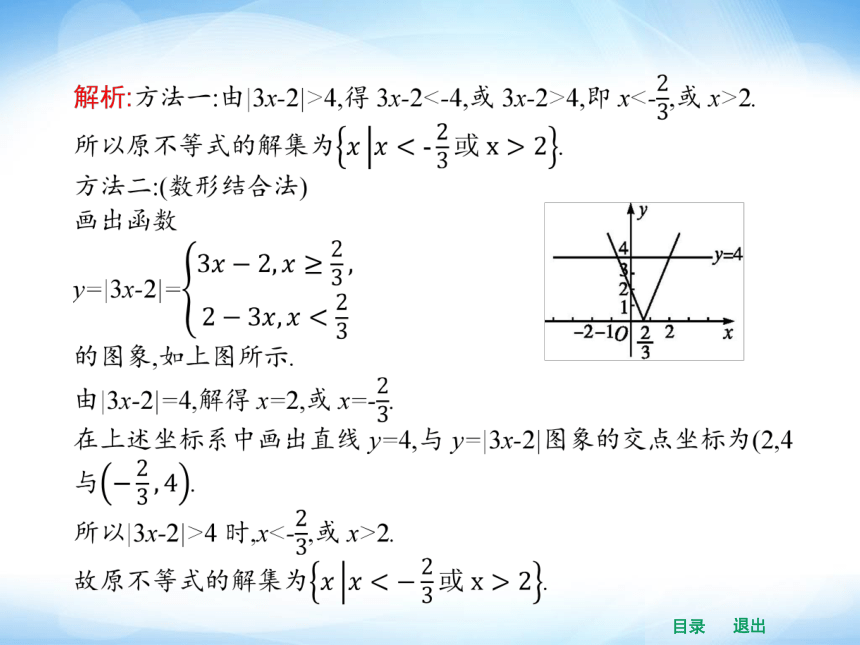 【志鸿优化设计】2014高中数学选修4-5（人教A版）精品课件1-2-2 绝对值不等式的解法（课前预习导学+课堂合作探究+当堂检测）（共38张PPT）