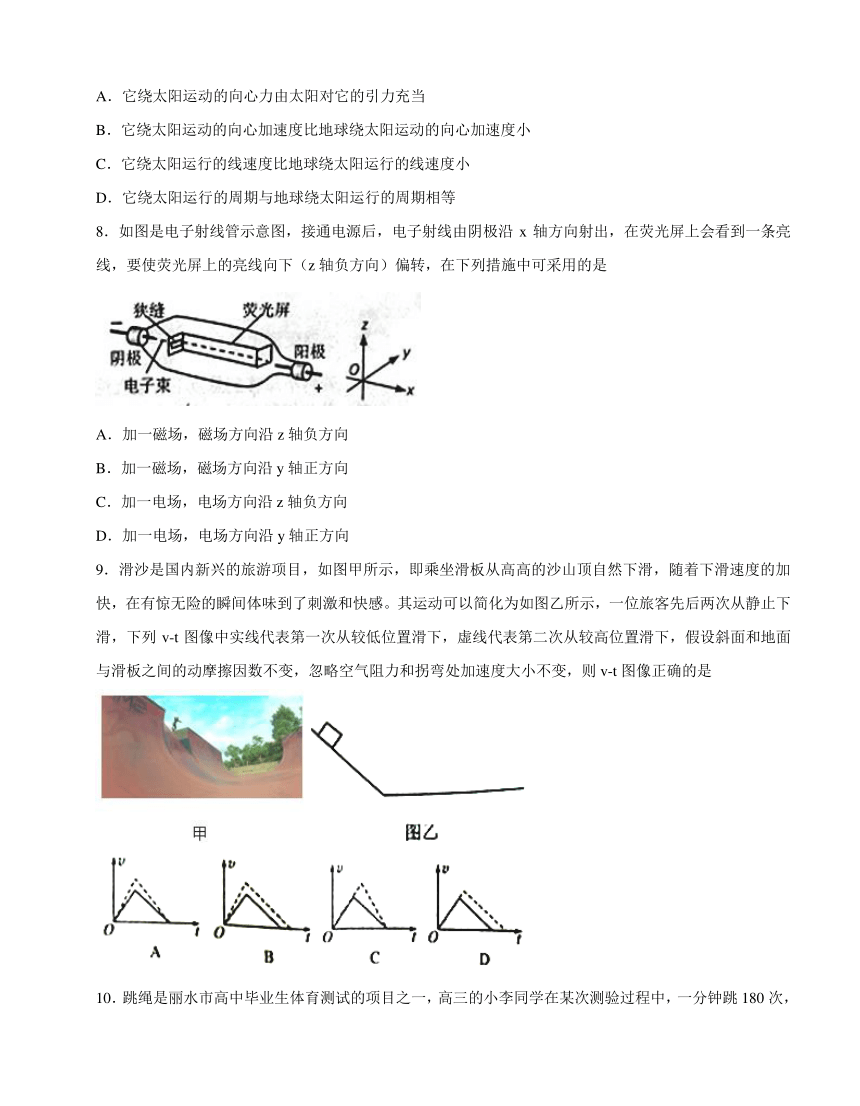 浙江省金丽衢十二校2018届高三第二次联考 物理