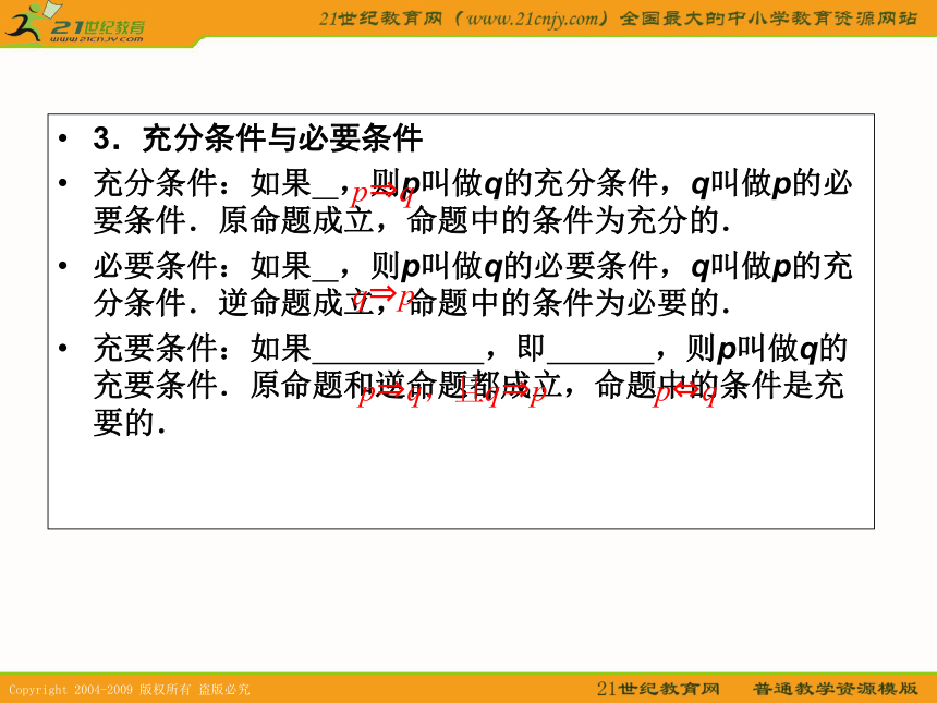 2011年高考数学第一轮复习各个知识点攻破3--第三节 简易逻辑