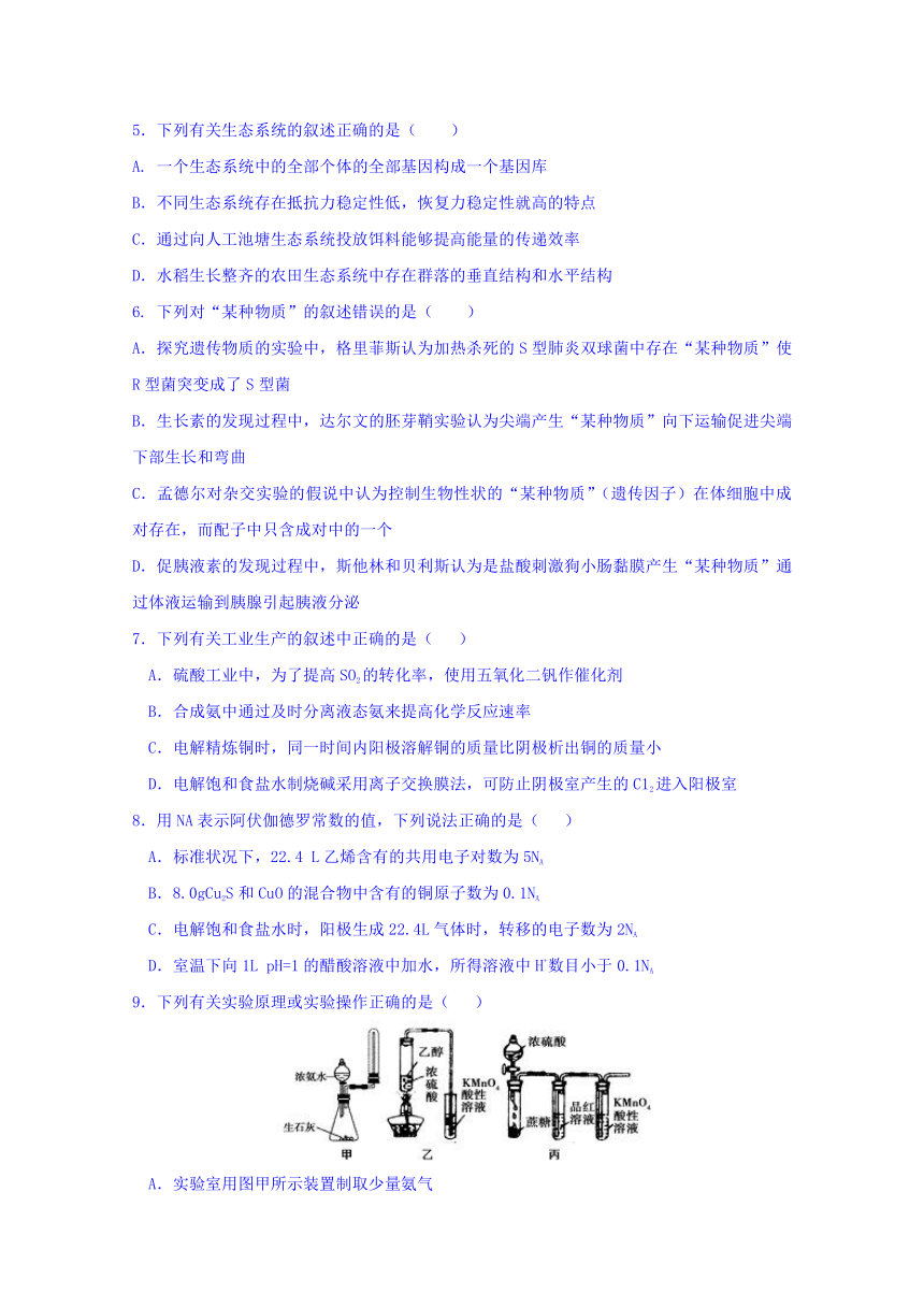 江西省重点中学盟校2017届高三第一次联考理科综合试题 Word版含答案