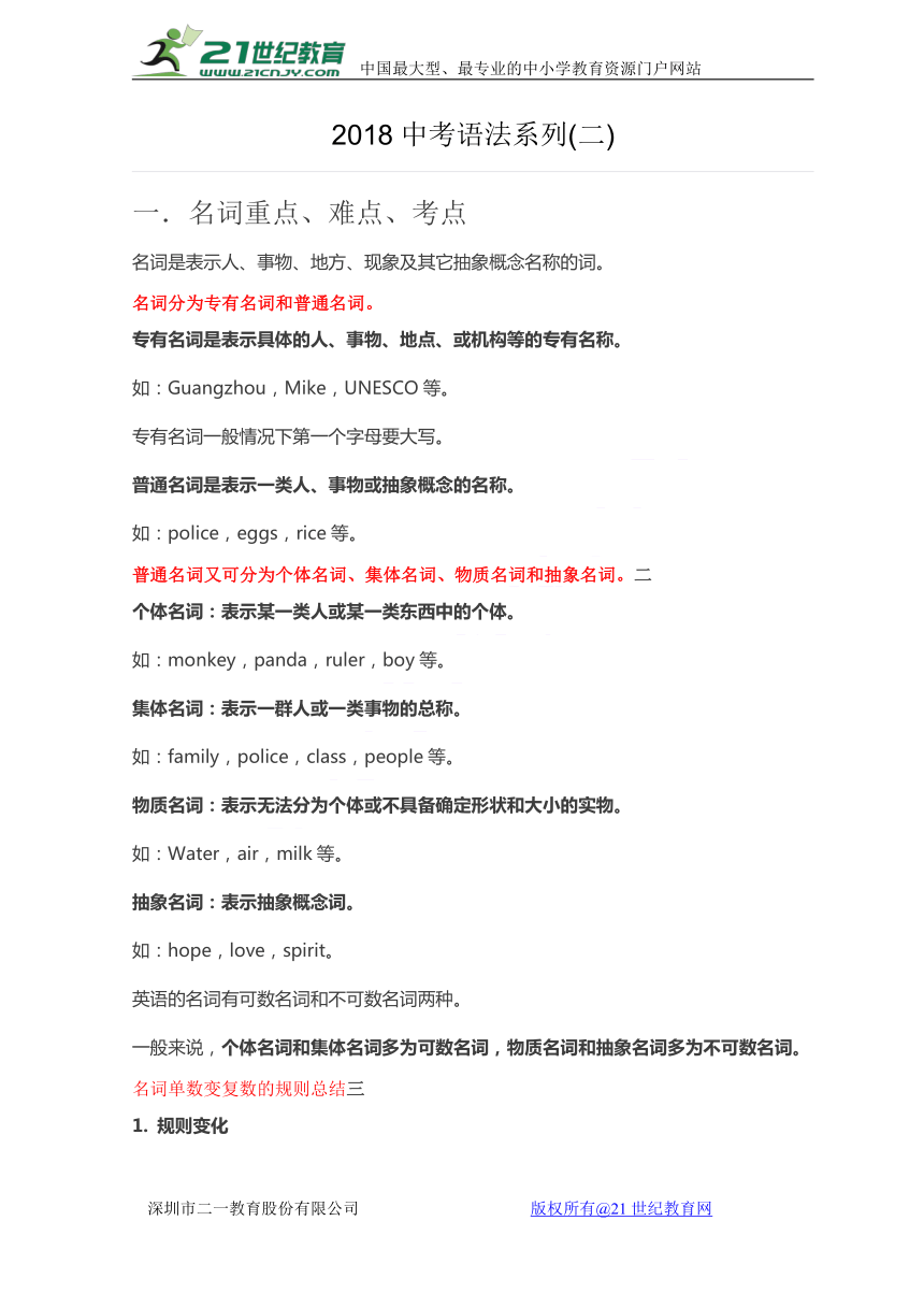 2018年中考英语二轮语法专题学案：名词+代词+形容词副词+情态动词+从句