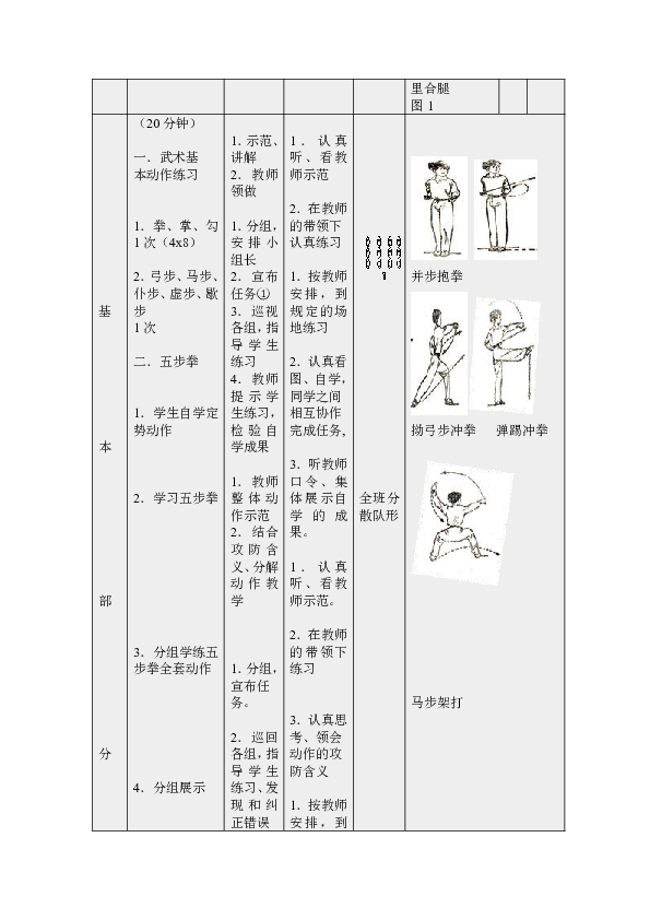 五年级体育《武术—五步拳》教学设计