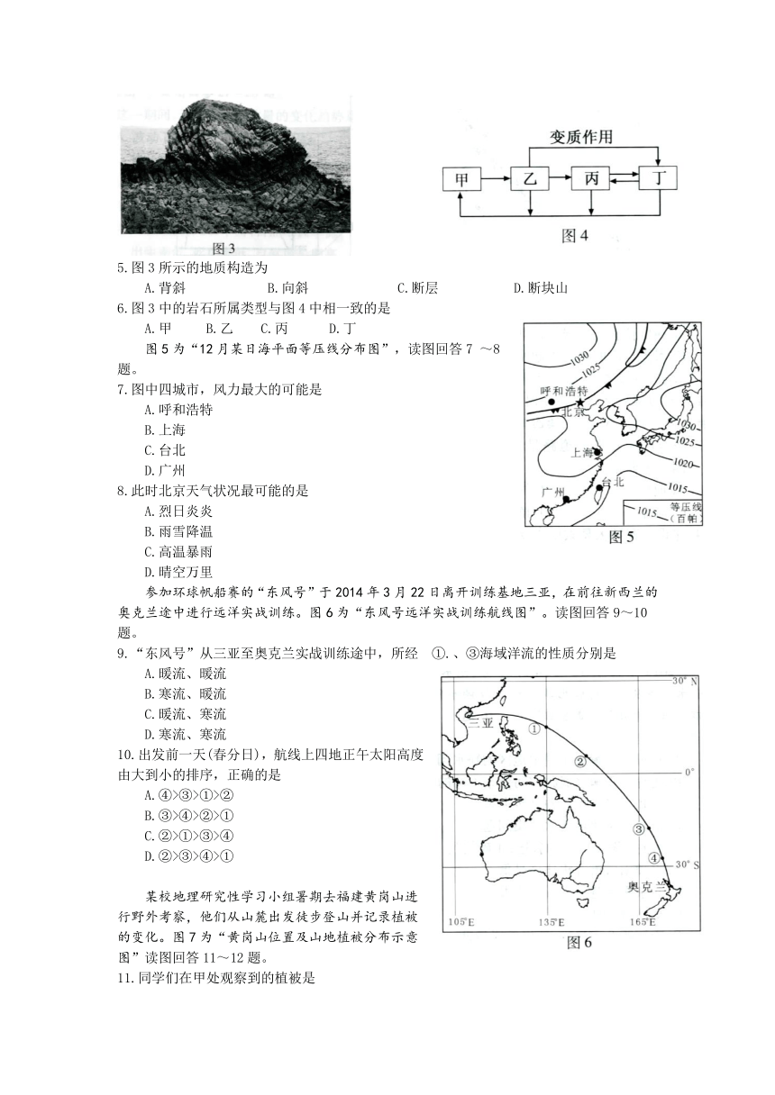 2015年江苏省普通高中学业水平测试(必修科目)试卷word版  地理试题